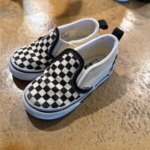 Vans Kids Black and White Checkered Slip-On Sneakers